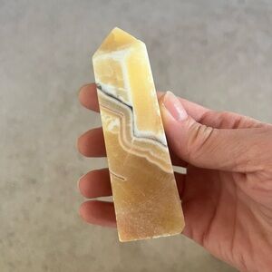 Orange Calcite Tower | Orange Onyx Natural Stone Crystal Point Obelisk Wand